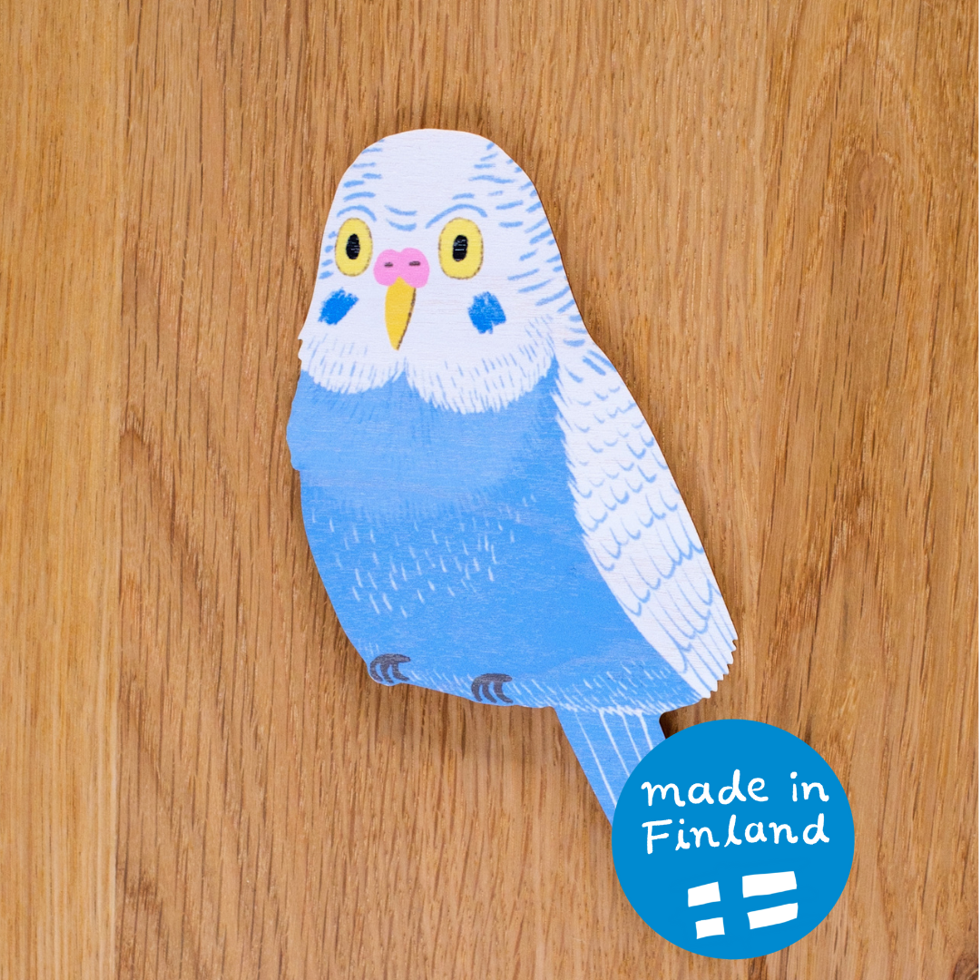 Budgie Blue XS wooden wall piece
