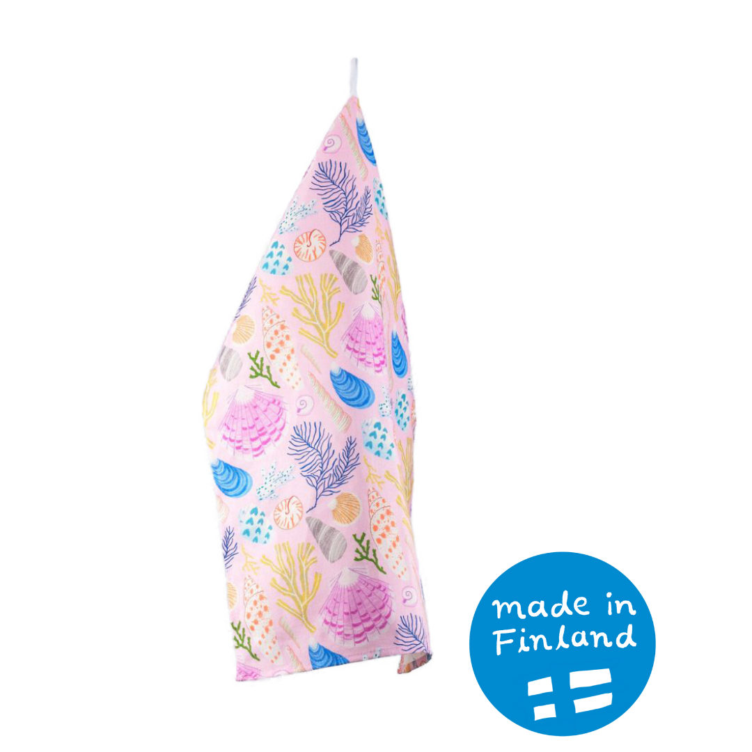 Seashells Pink kitchen towel