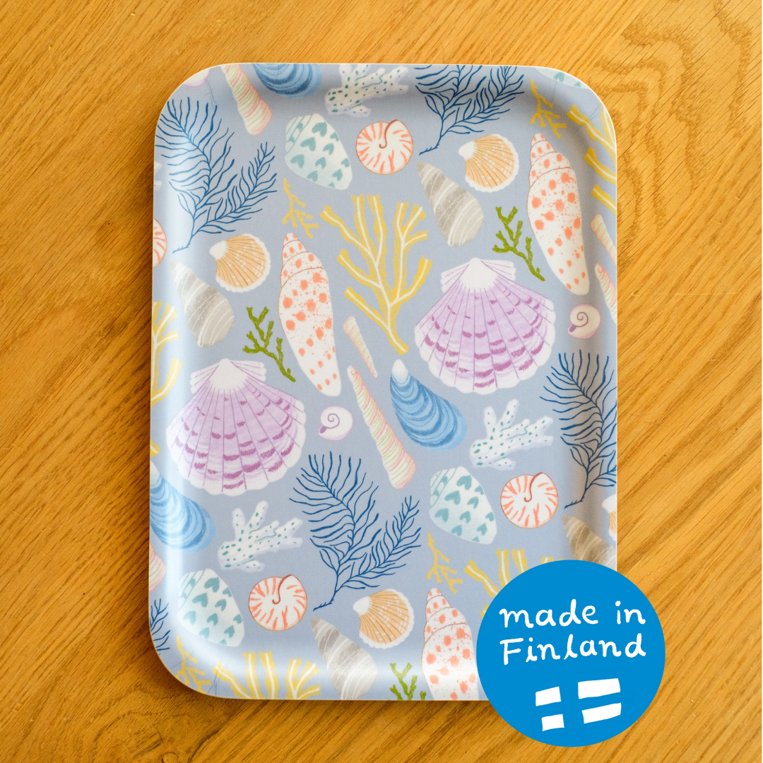 Seashells wooden tray