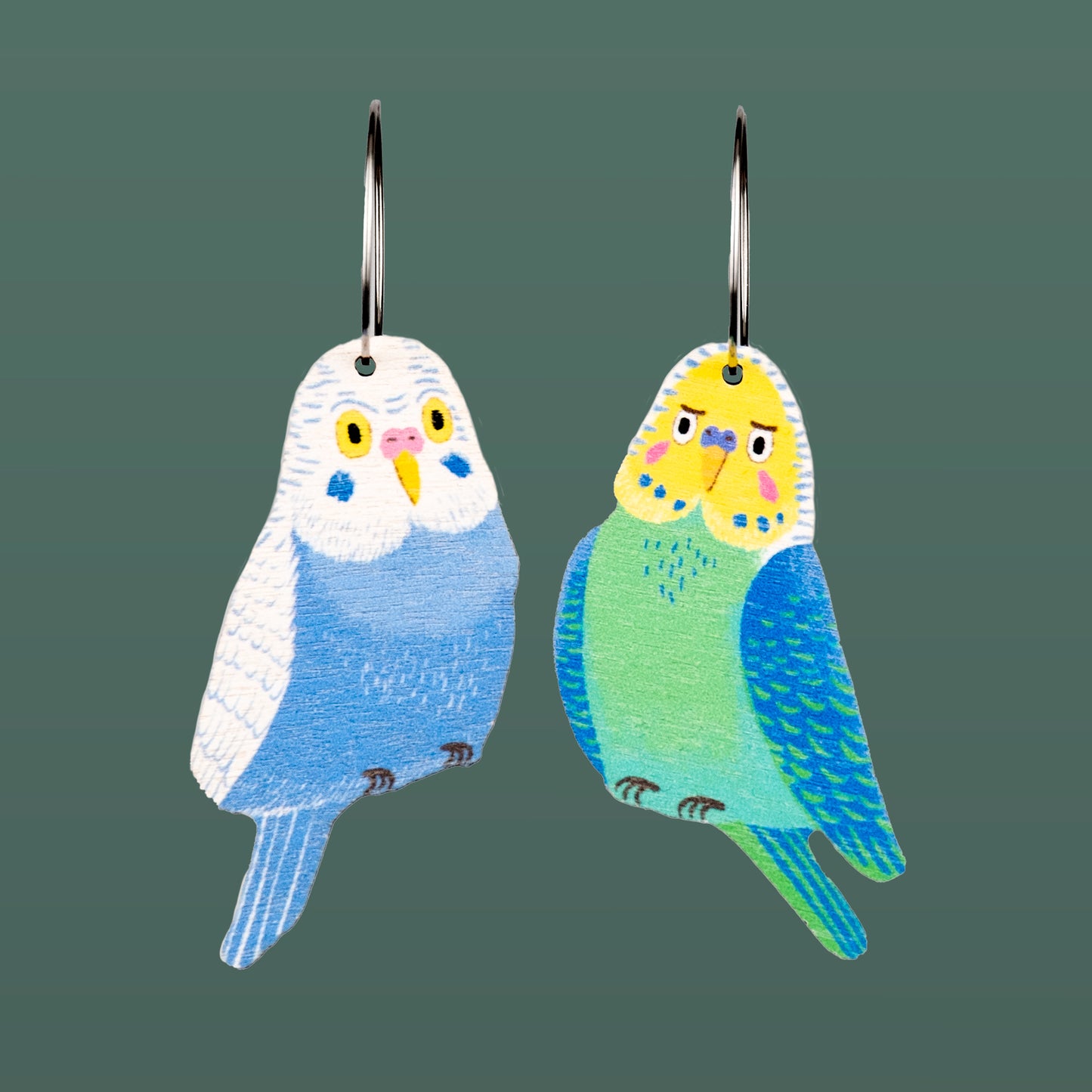 Budgie Couple M Blue&Green earrings