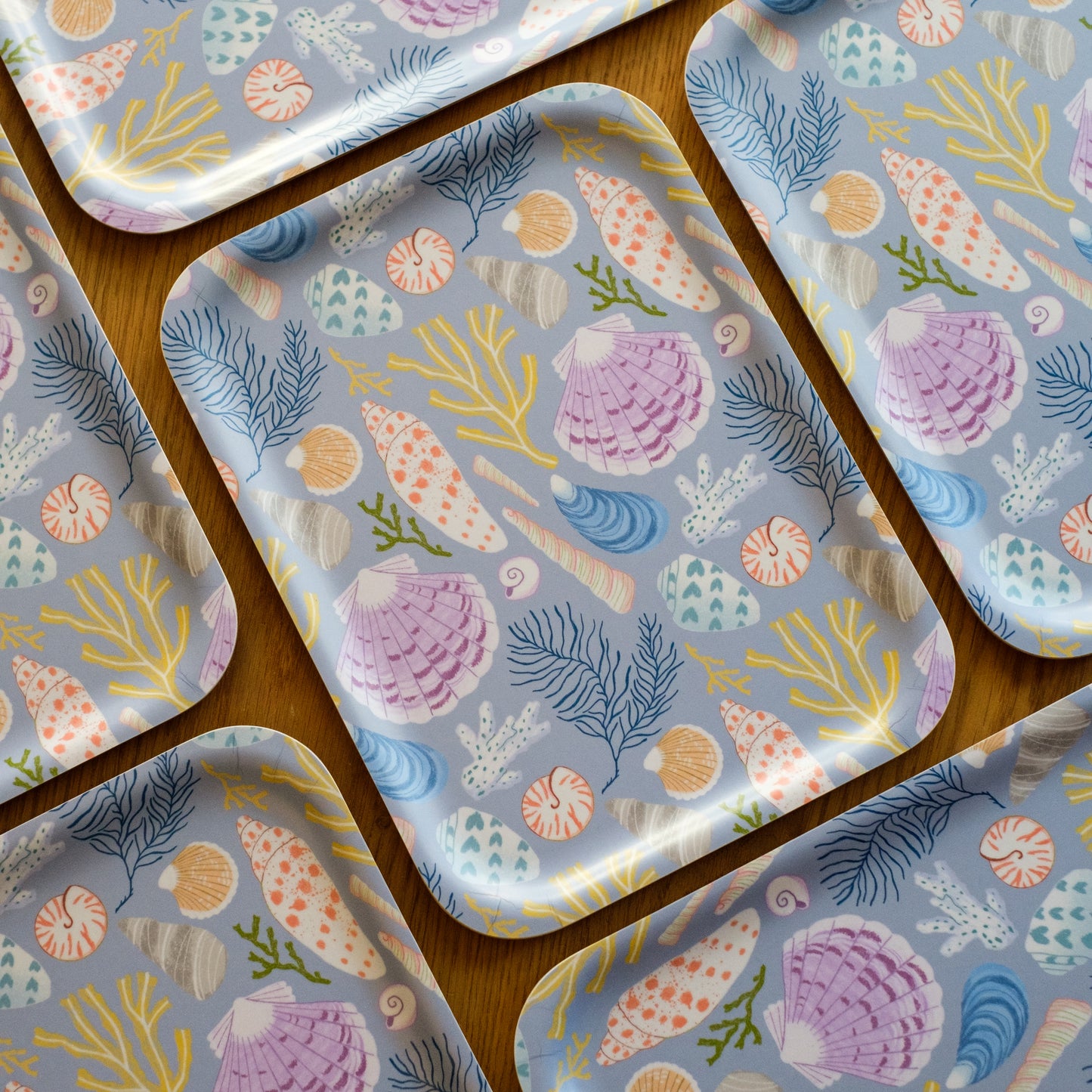 Seashells wooden tray