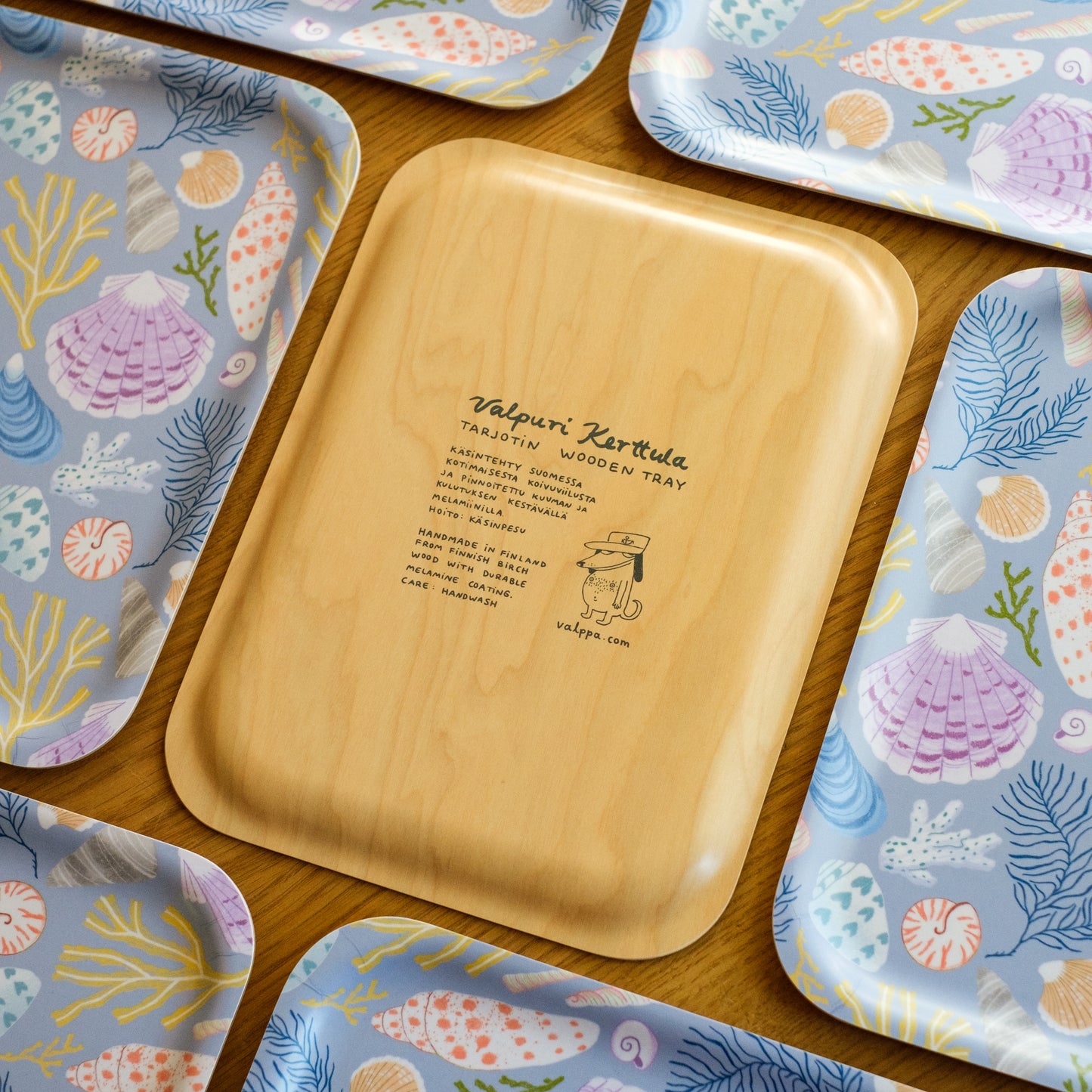 Seashells wooden tray
