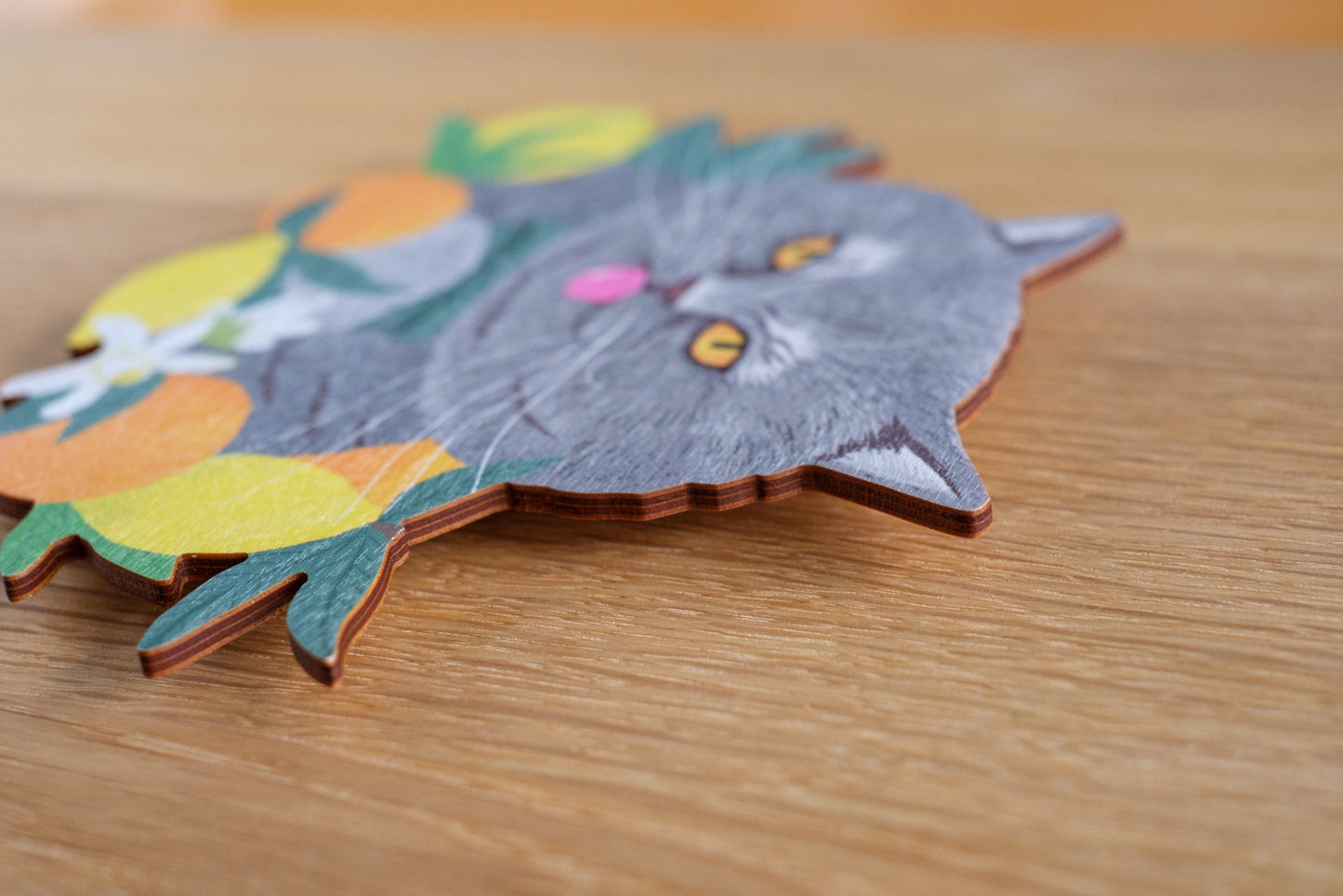 Lemon Cat XS wooden wall piece