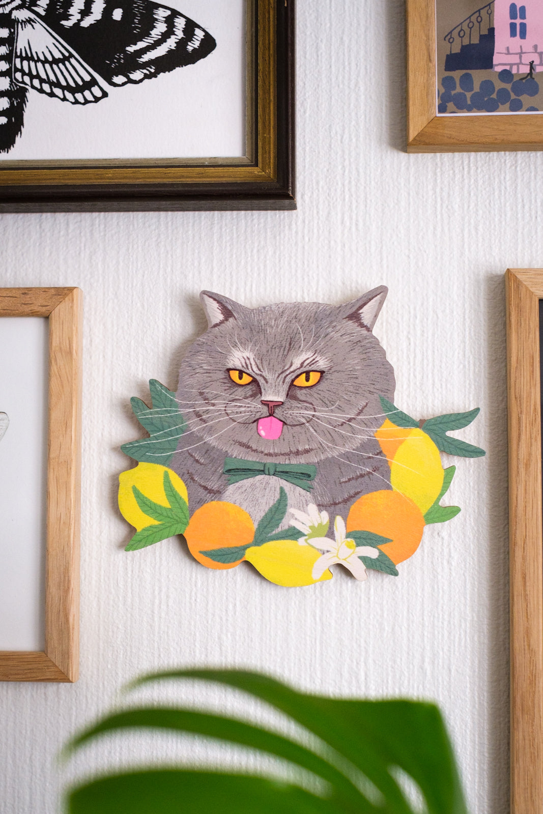 Lemon Cat XS wooden wall piece