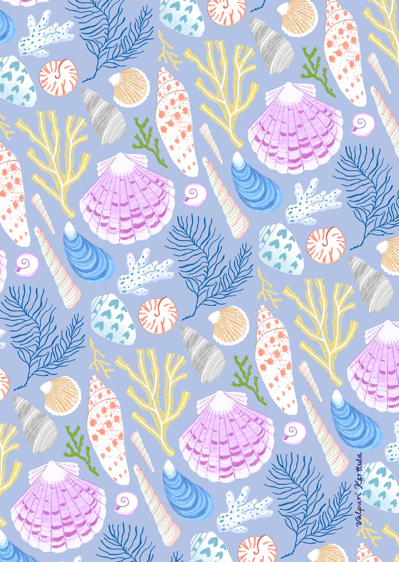 Seashells Blue kitchen towel