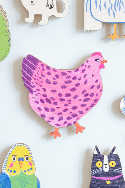 Crafty Chicken Pink magnet