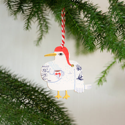 Seagull Dude wooden christmas ornament