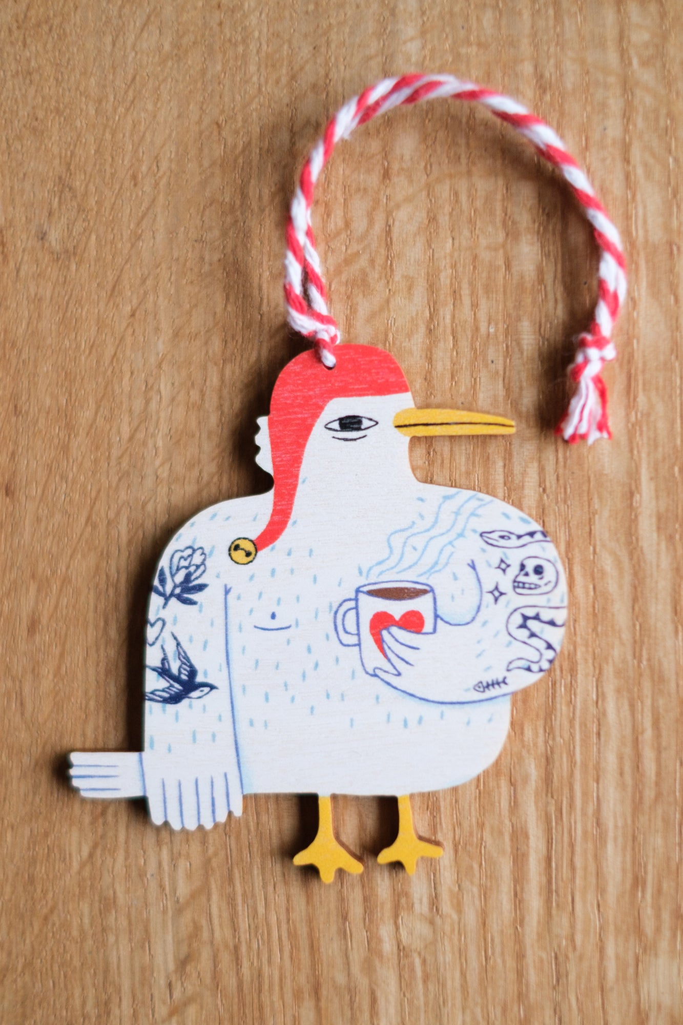 Seagull Dude wooden christmas ornament