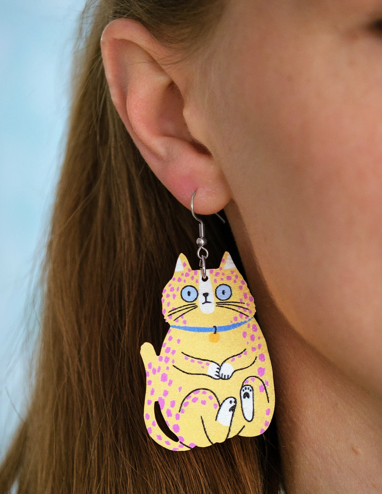 Spaced Cat Yellow earrings
