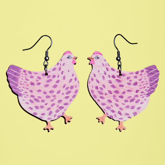 Crafty Chicken Pink earrings