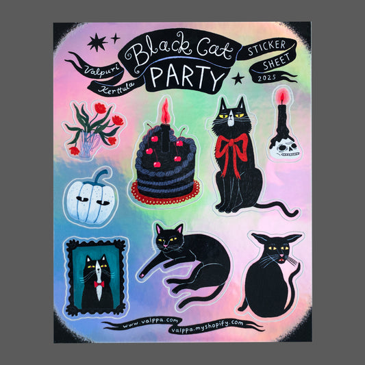 Black Cat Party sticker sheet