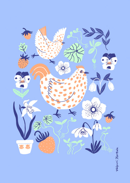 Chicken Garden kitchen towel