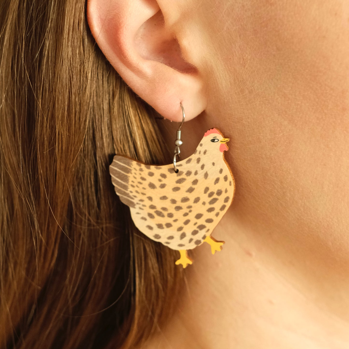 Crafty Chicken Tan earrings