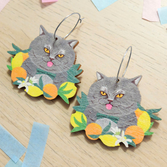 Lemon Cat earrings