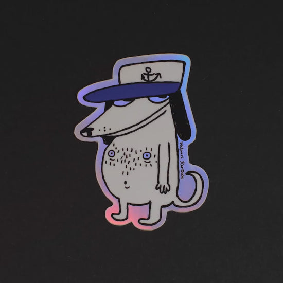 Sneaky Dog holographic sticker effect shown