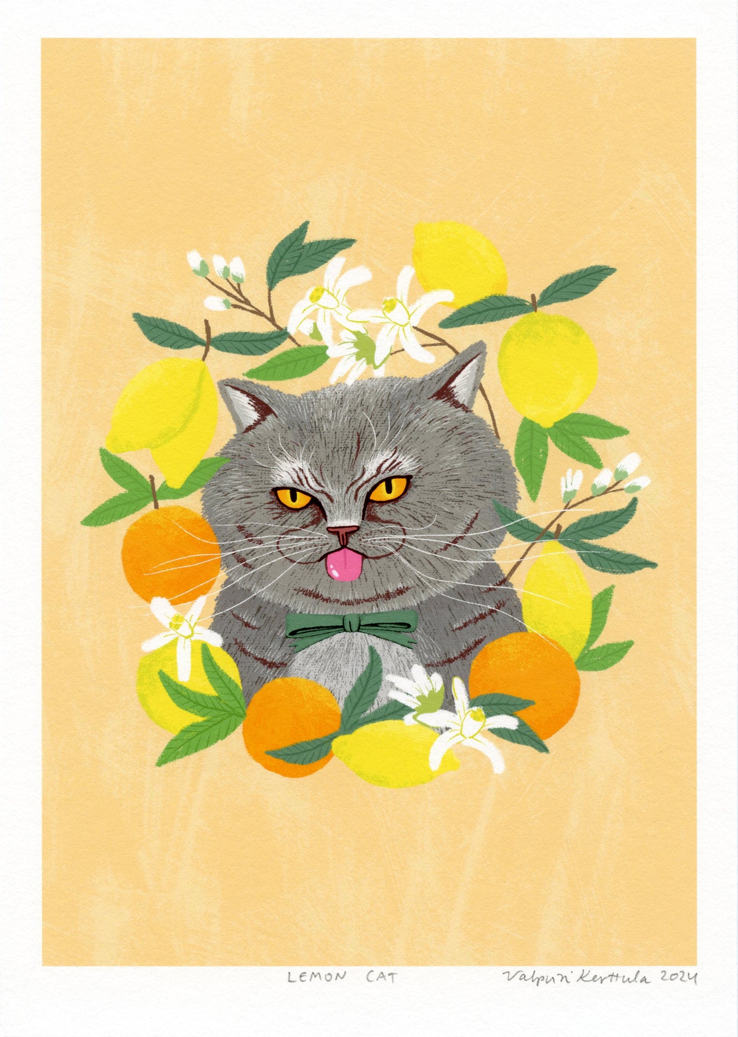 Lemon Cat fine art print A5