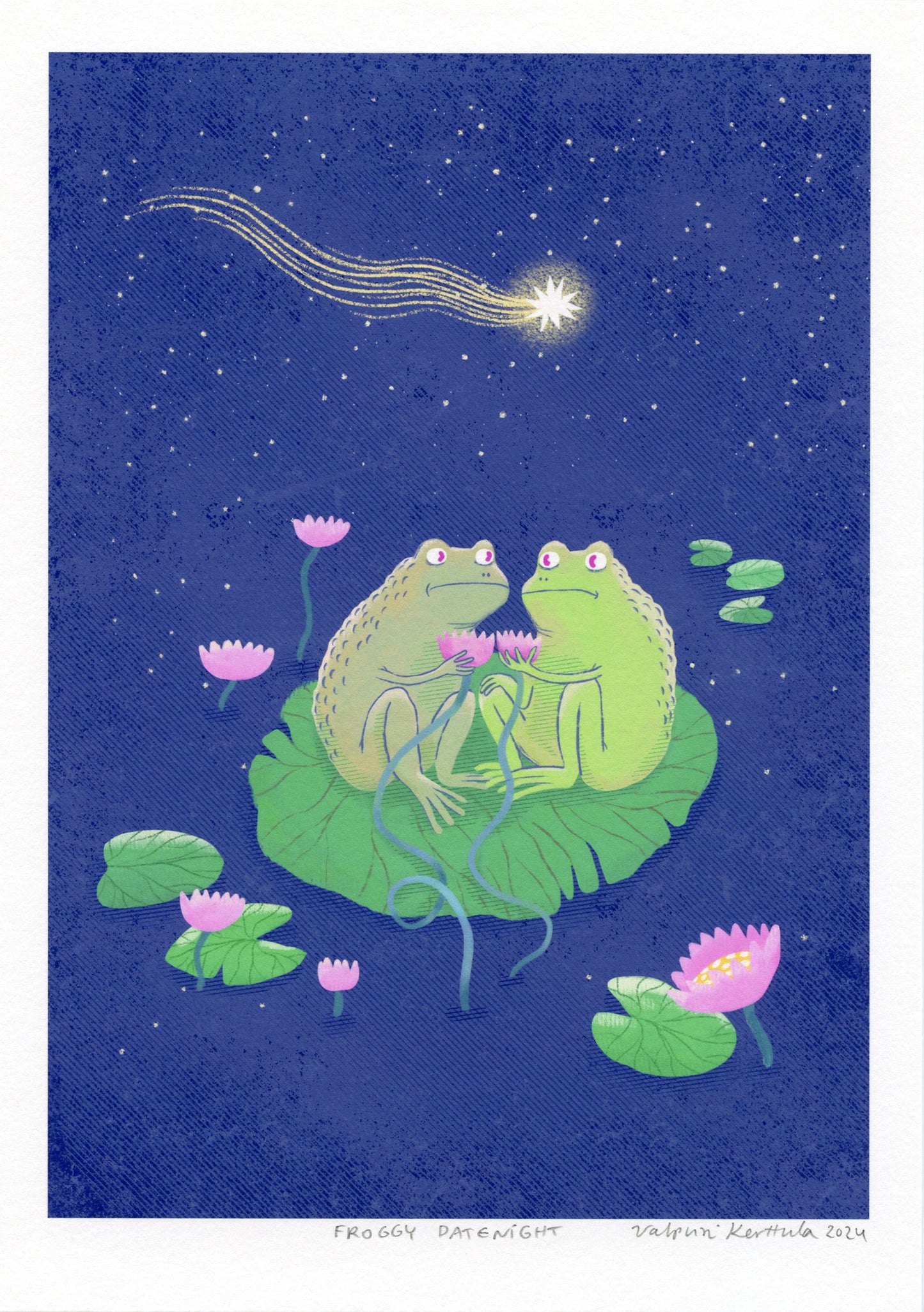 Froggy Datenight fine art print A5