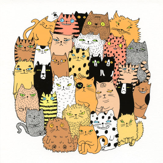 Catpile fine art print SQUARE large